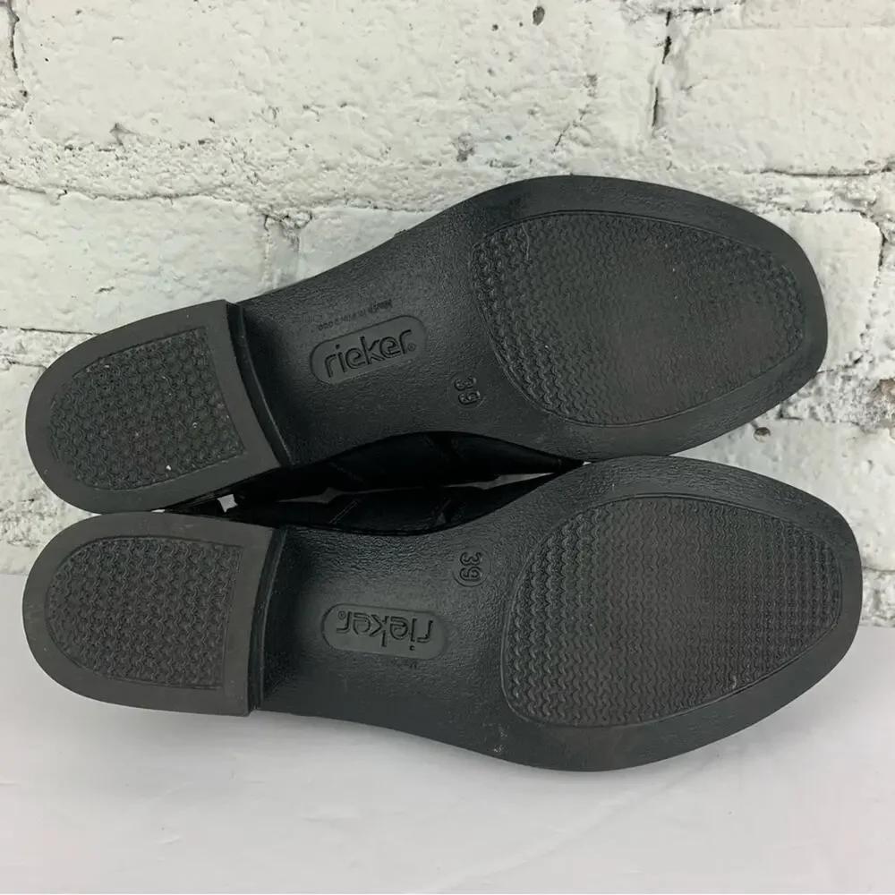 Rieker Black Leather Slingback Elastic Fisherman Sandals 39